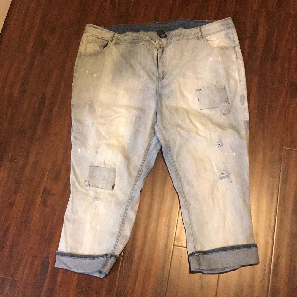 Lane Bryant Distressed & patched Cropped Jeans